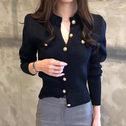Cárdigan Corto para Mujer | Chaqueta de Punto Entallada con Botones Dorados