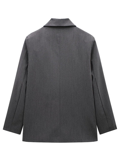 Blazer Cruzado Oversize para Mujer | Americana Holgada con Bolsillos de Tapeta