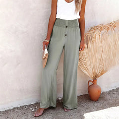 Pantalón de Lino para Mujer | Pantalón Ancho de Verano de Cintura Alta