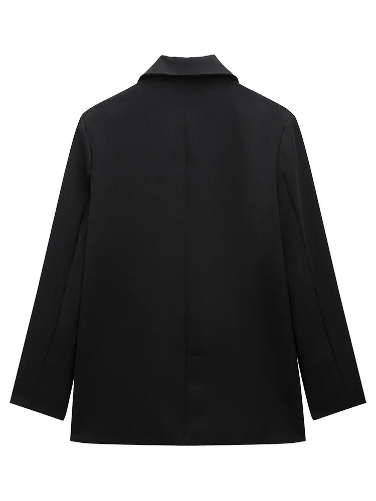 Blazer Cruzado Oversize para Mujer | Americana Holgada con Bolsillos de Tapeta