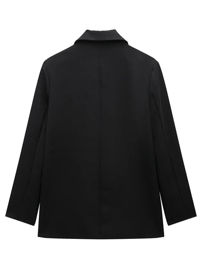 Blazer Cruzado Oversize para Mujer | Americana Holgada con Bolsillos de Tapeta