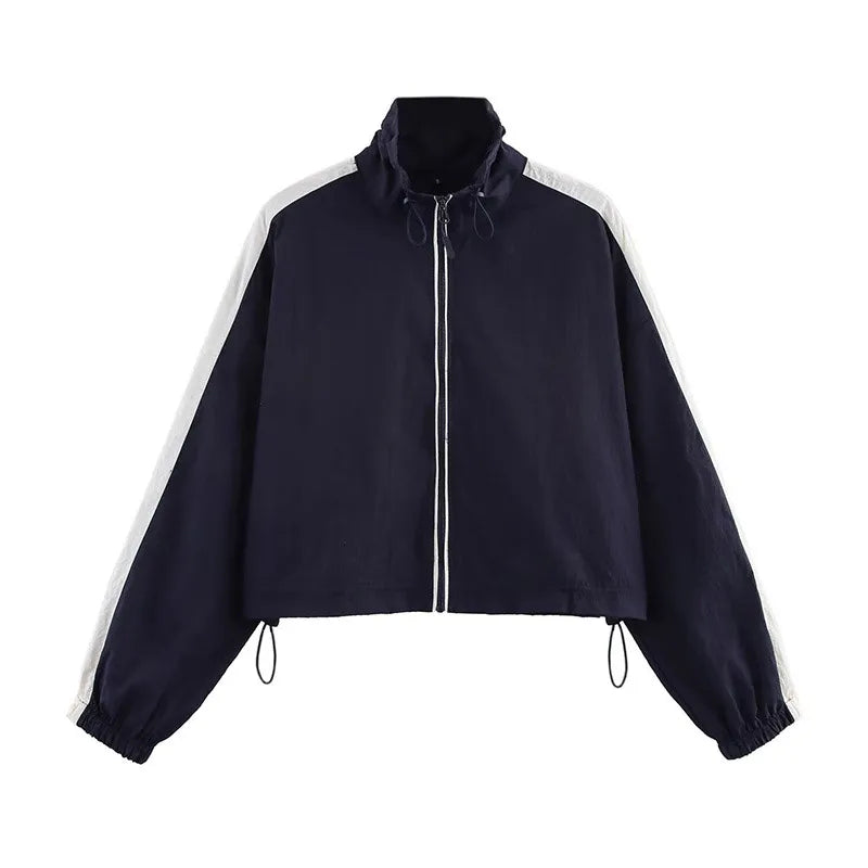 Anorak Cropped Colorblock para Mujer | Cuello Alto
