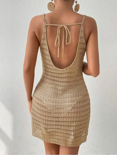 Vestido de Playa de Punto Calado para Mujer | Camisola Cover Up para Bikini
