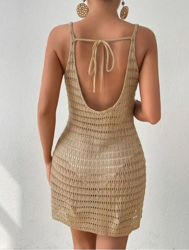Vestido de Playa de Punto Calado para Mujer | Camisola Cover Up para Bikini
