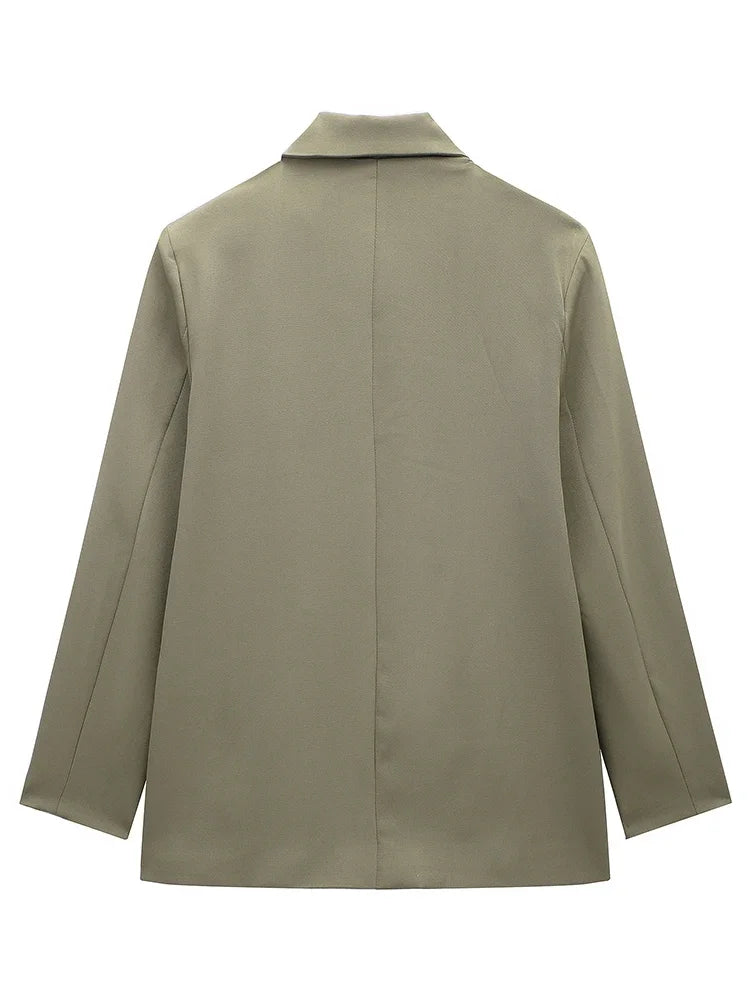Blazer Cruzado Oversize para Mujer | Americana Holgada con Bolsillos de Tapeta
