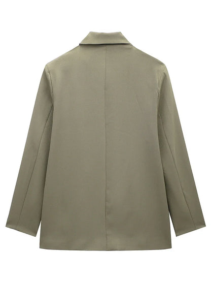 Blazer Cruzado Oversize para Mujer | Americana Holgada con Bolsillos de Tapeta