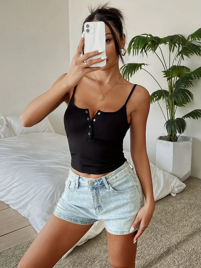 Top Corto de Tirantes para Mujer | Crop Top de Tirantes Efecto Corsé
