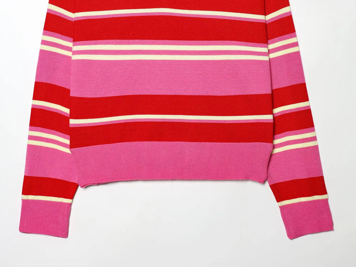 Jersey de Rayas Cuello Polo para Mujer | Oversize