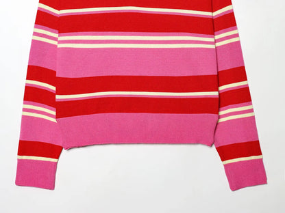 Jersey de Rayas Cuello Polo para Mujer | Oversize