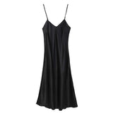 Camisón de Satén para Mujer | Pijama Lencero de Tirantes con Escote en V
