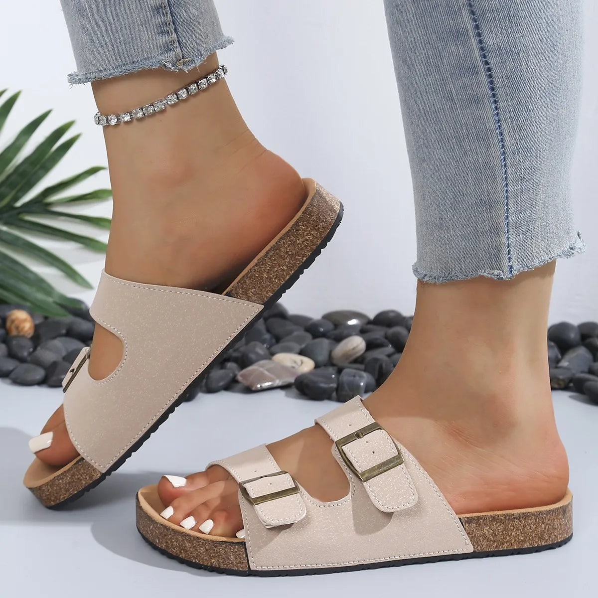 Sandalias de Corcho con Hebilla para Mujer | Sandalias Cómodas de Verano