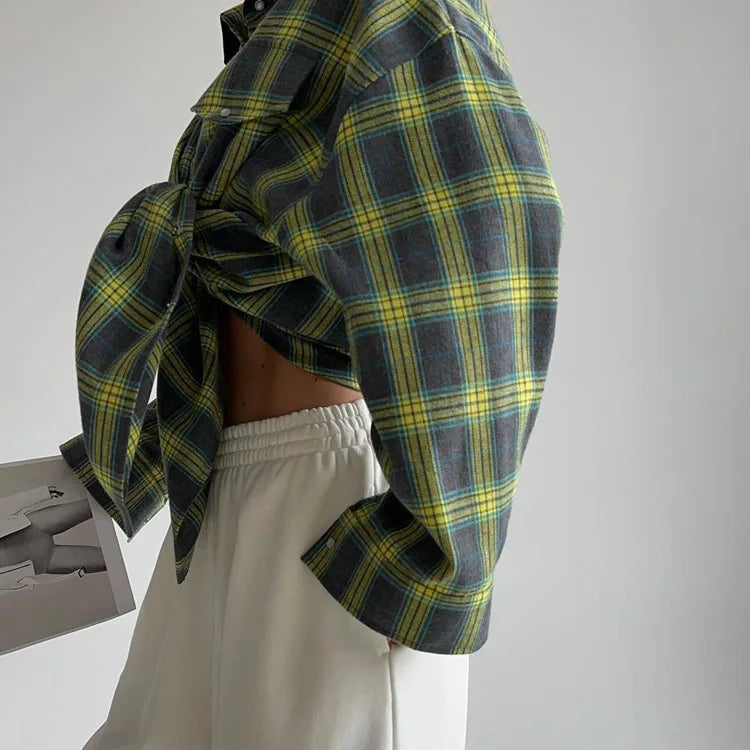 Camisa de Cuadros Oversize para Mujer | Manga Larga