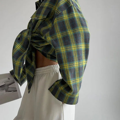 Camisa de Cuadros Oversize para Mujer | Manga Larga