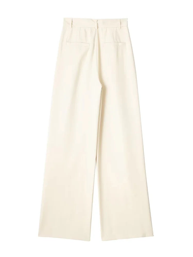Pantalón de Pinzas Ancho para Mujer | Pantalón de Vestir Wide Leg de Tiro Alto