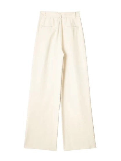 Pantalón de Pinzas Ancho para Mujer | Pantalón de Vestir Wide Leg de Tiro Alto