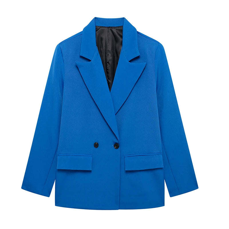 Blazer Cruzado Oversize para Mujer | Americana Holgada con Bolsillos de Tapeta
