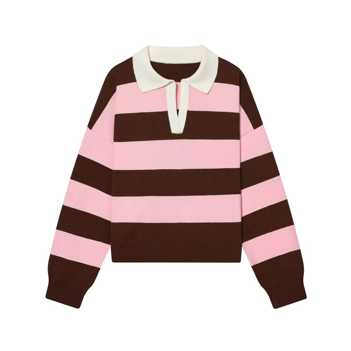 Jersey de Rayas Cuello Polo para Mujer | Oversize