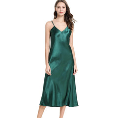 Camisón de Satén para Mujer | Pijama Lencero de Tirantes con Escote en V