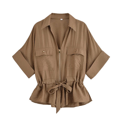Conjunto Camisa y Pantalón Satinado para Mujer | Cintura Alta