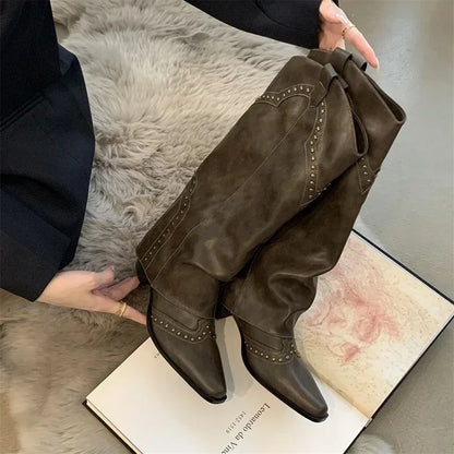 Botas Cowboy con Tachuelas para Mujer | Botas Vaqueras de Caña Alta