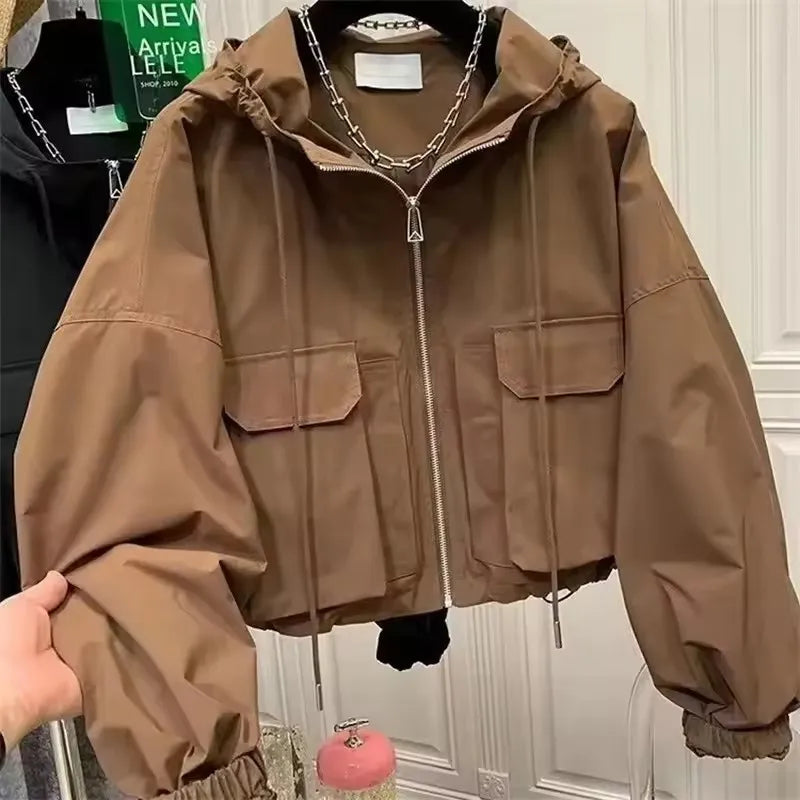 Cortavientos con Capucha para Mujer | Cropped
