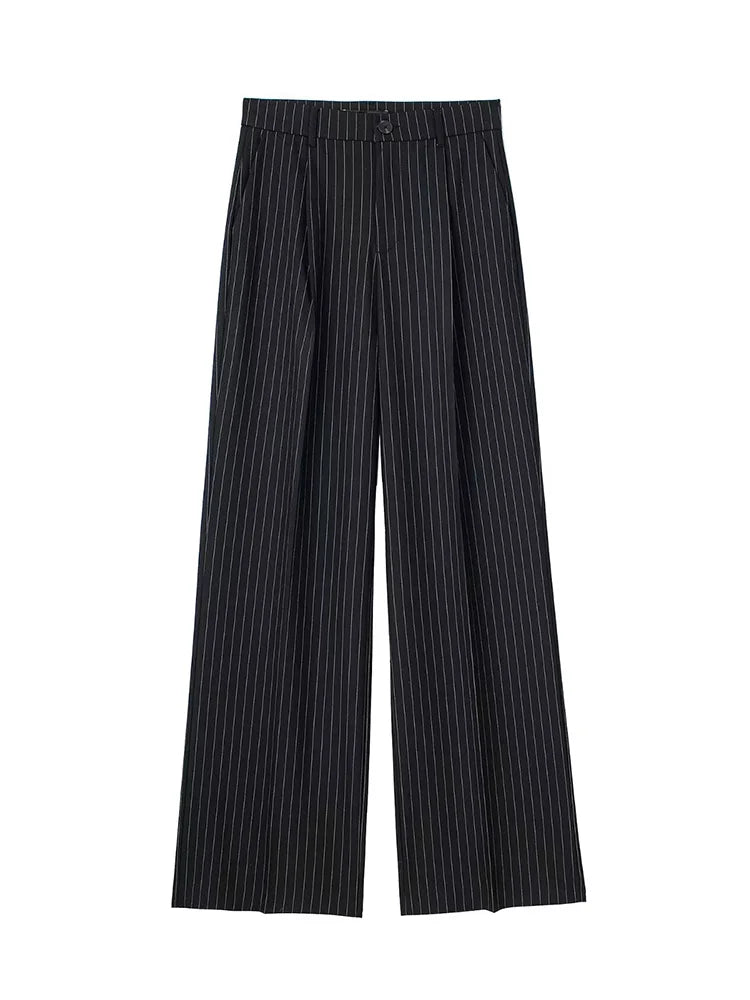 Pantalón de Pinzas Ancho para Mujer | Pantalón de Vestir Wide Leg de Tiro Alto