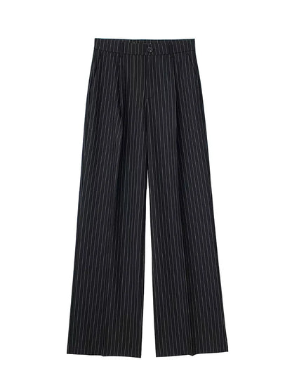 Pantalón de Pinzas Ancho para Mujer | Pantalón de Vestir Wide Leg de Tiro Alto