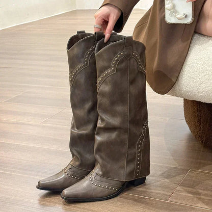 Botas Cowboy con Tachuelas para Mujer | Botas Vaqueras de Caña Alta