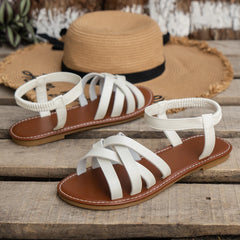 Sandalias Romanas para Mujer | Sandalias Planas de Verano con Tiras y Suela Antideslizante