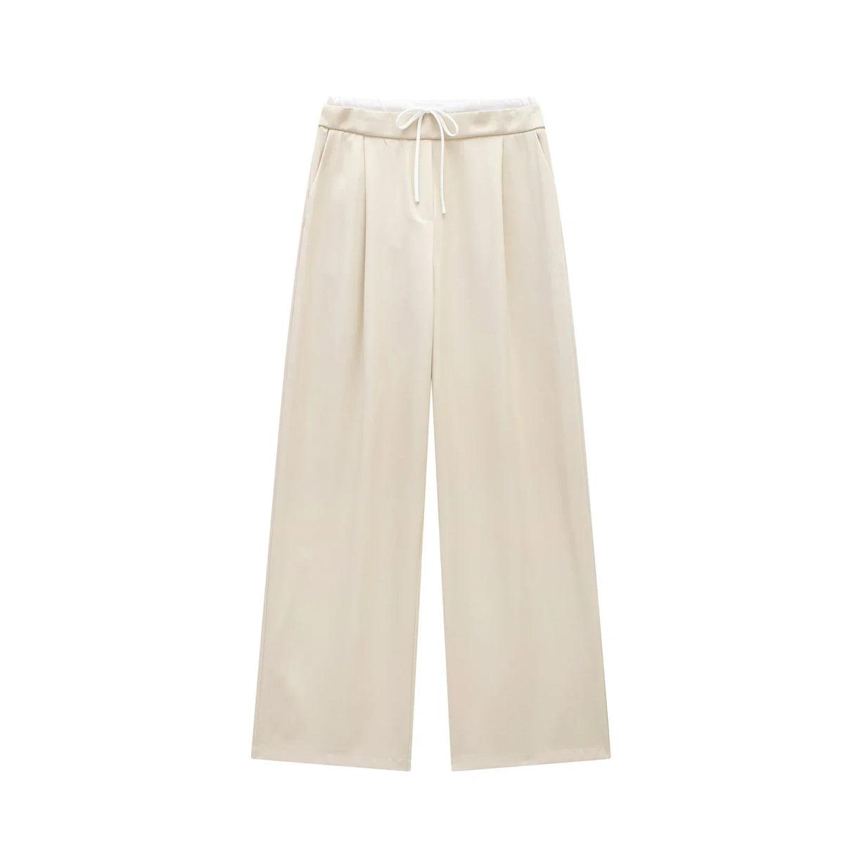 Pantalón Ancho Recto para Mujer | Casual de Pierna Ancha con Cordón