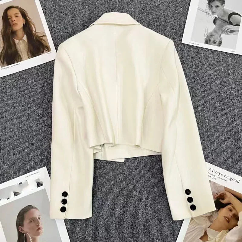 Blazer Corto de Solapa para Mujer | Chaqueta de Traje Crop con un Botón