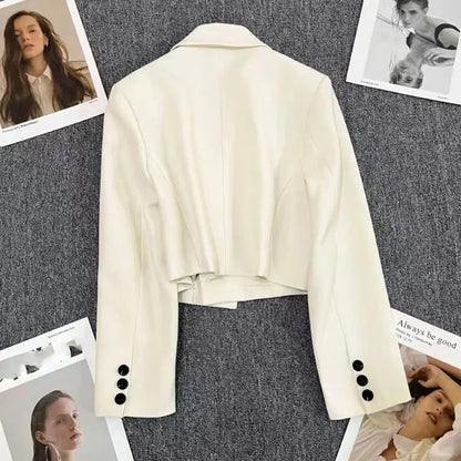 Blazer Corto de Solapa para Mujer | Chaqueta de Traje Crop con un Botón