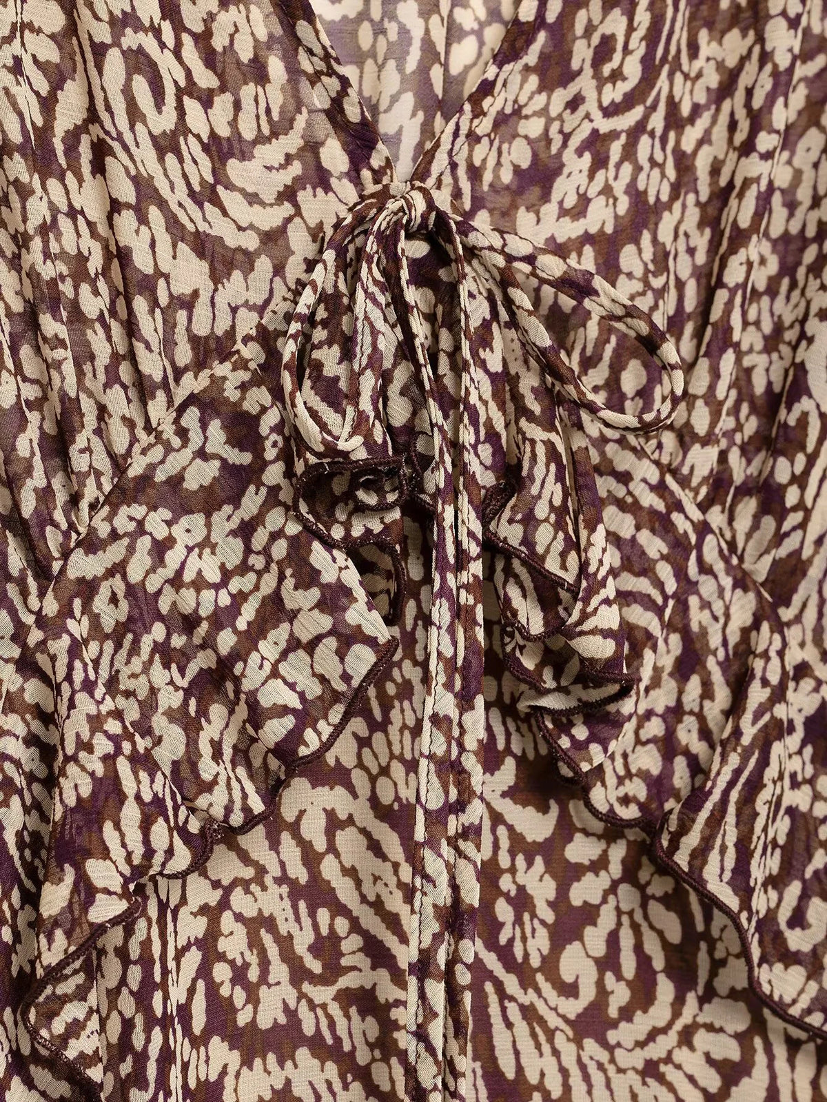 Vestido Midi Estampado para Mujer | Vestido Vintage de Manga Larga y Escote en V