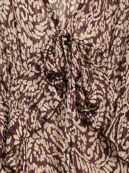 Vestido Midi Estampado para Mujer | Vestido Vintage de Manga Larga y Escote en V