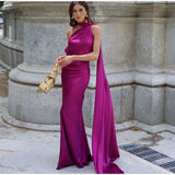 Vestido Largo Satinado para Mujer | Maxi de Verano Halter de Efecto Seda