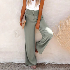 Pantalón de Lino para Mujer | Pantalón Ancho de Verano de Cintura Alta
