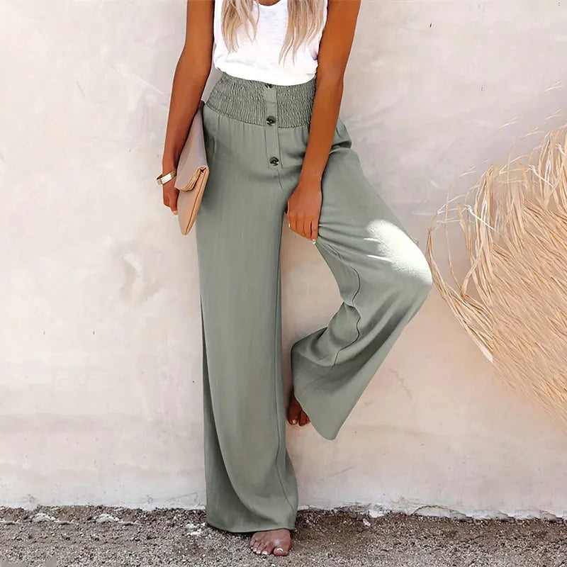 Pantalón de Lino para Mujer | Pantalón Ancho de Verano de Cintura Alta