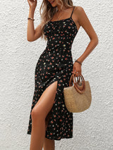 Vestido Midi de Flores con Tirantes para Mujer | Vestido Estampado de Verano Boho con Abertura