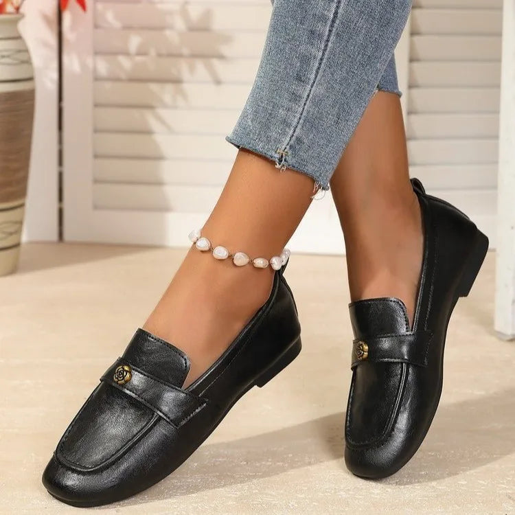 Mocasines para Mujer | Mocasines con Broche Floral Dorado