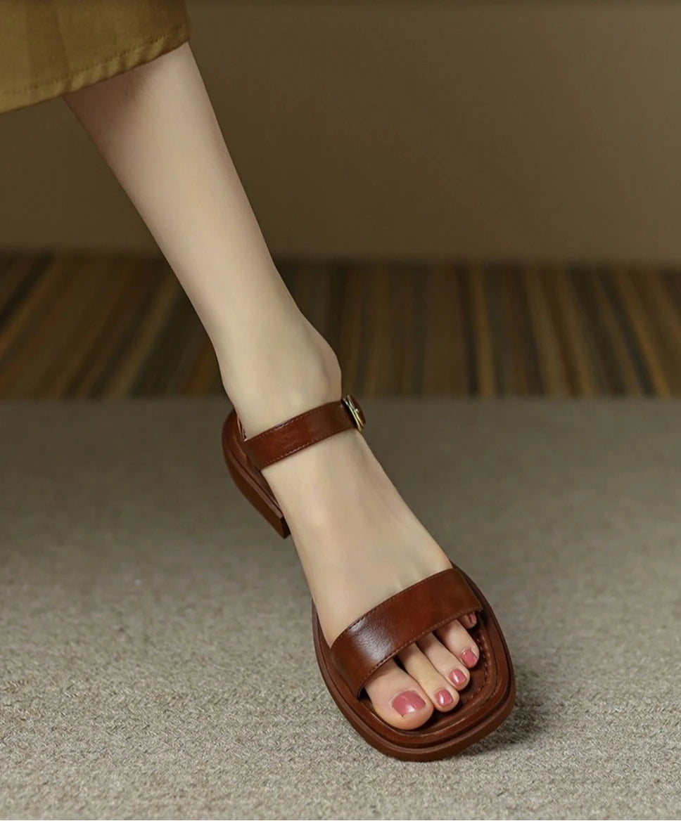 Sandalias de Tacón Bajo para Mujer | Sandalias de Piel Cómodas de Verano