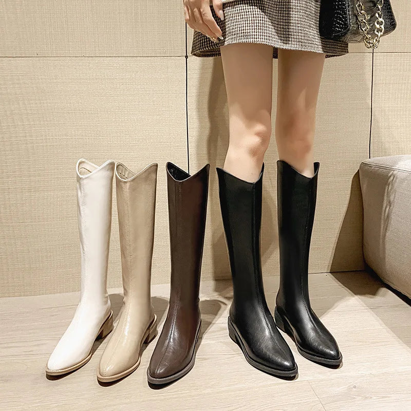 Botas Altas Cómodas para Mujer | Botas de Invierno con Cremallera y Costura