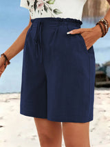 Short de Lino para Mujer | Pantalón Corto de Verano con Cordón y Cintura Alta