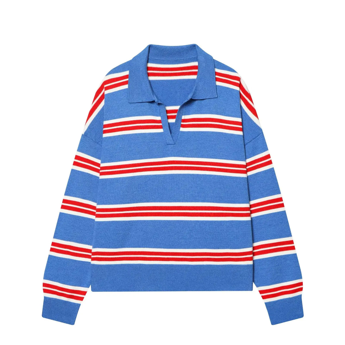 Jersey de Rayas Cuello Polo para Mujer | Oversize
