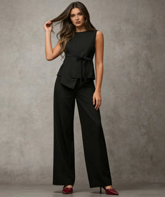 Conjunto de Dos Piezas para Mujer | Top sin Mangas y Pantalón Ancho Elegante