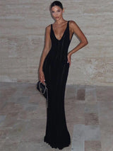 Vestido Largo de Punto para Mujer | Maxi de Tirantes con Espalda Descubierta