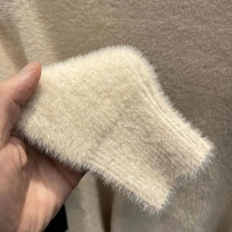 Jersey de Cuello Alto Efecto Pelo para Mujer | Cálido de Invierno