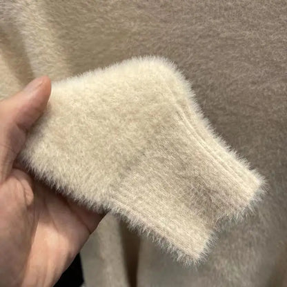 Jersey de Cuello Alto Efecto Pelo para Mujer | Cálido de Invierno