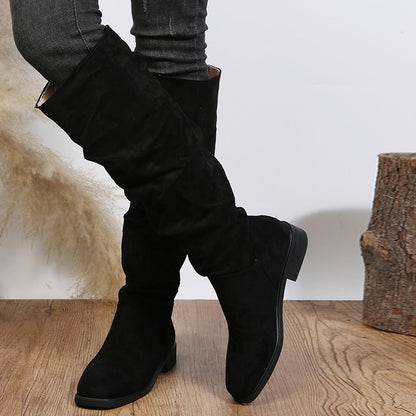 Botas Altas de Ante para Mujer | Botas Cómodas de Invierno Tacón Bajo