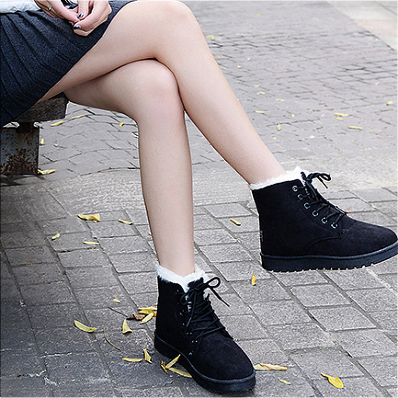 Botines de Ante con Plataforma para Mujer | Botines de Invierno con Cordones Cruzados