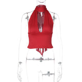 Top Halter Anudado al Cuello para Mujer | Top de Verano Espalda Abierta